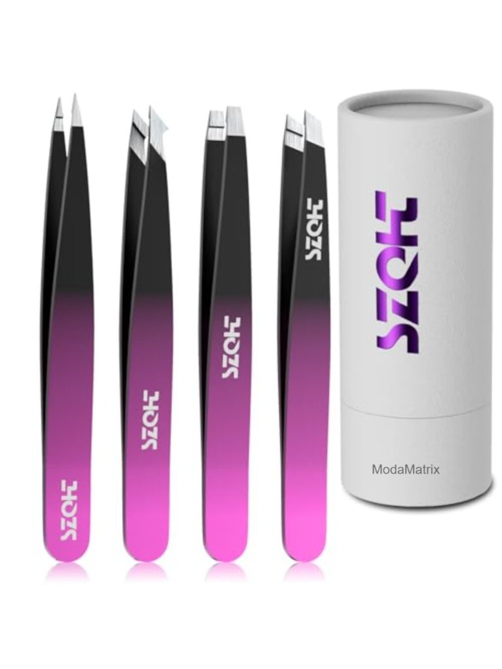 4-Piece Precision Stainless Steel Tweezers Set Slant Pointed Flat Angled